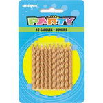 Unique Party Supplies Gold Spiral Candles (10 count)