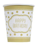 Copas Golden Bday 9oz (8 unidades)