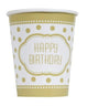 Golden Bday Cups 9oz (8 count)