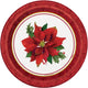 Holly Poinsettia Christmas Plates 7″ (8 count)
