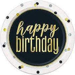 Unique Party Supplies Met HBD Plates 7″ (8 count)