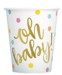 Unique Party Supplies Oh Baby Gold Cups 9oz (8 count)