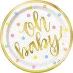 Unique Party Supplies Oh Baby Gold Plates 7″ (8 count)