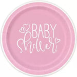 Unique Party Supplies Pink Hearts Baby Shower Round Dinner Plates 9″ (8 count)