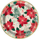Red & Gold Poinsettia Christmas Plates 9″ (8 count)