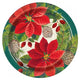 Red & Green Poinsettia Christmas Plates 7″ (8 count)