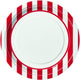 Red Stripe Luncheon Plates 9″ (8 count)