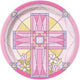 Sacred Cross Pink Plates 7″ (8 count)