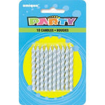 Unique Party Supplies Silver Spiral Candles (10 count)
