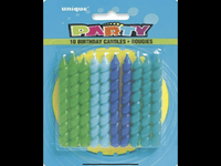 Unique Party Supplies Spiral Candles Blue Green (10 count)