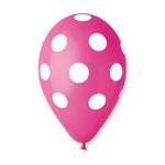  Fuchsia/White Polka Dot  12″ Latex Balloons by Gemar from Instaballoons