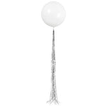 White with Silver Tassel 24″ Foil Balloon by Unique from Instaballoons