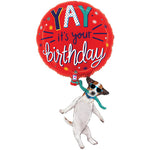 Yay It's Your Birthday Dog 38″ Foil Balloon by Betallic from Instaballoons